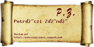 Petróczi Zénó névjegykártya